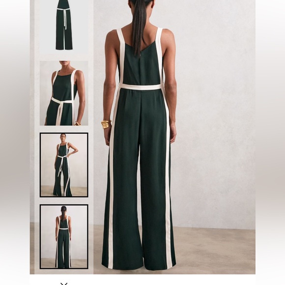 BNWT Reiss Elegant Dark Green and White Jumpsuit - Picture 3 of 4